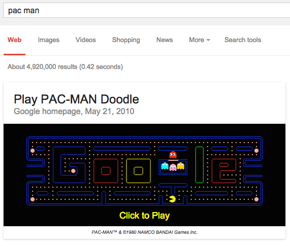 Google Operating System: Google's Pac-Man Card